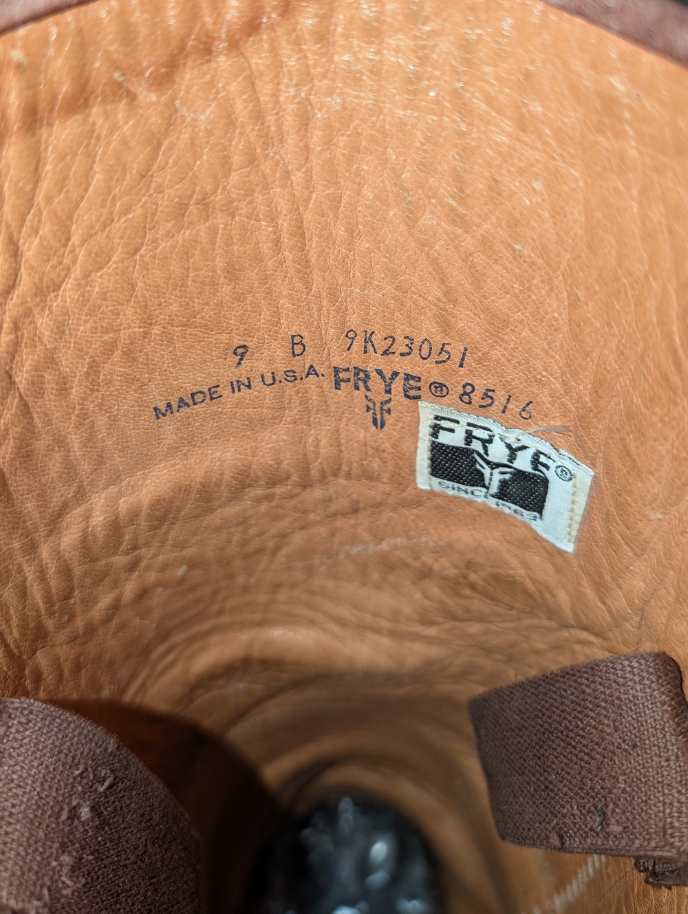 Vintage 80s FRYE Made in USA Tall Leather Campus Boots - Size 9B - Picture 12 of 13